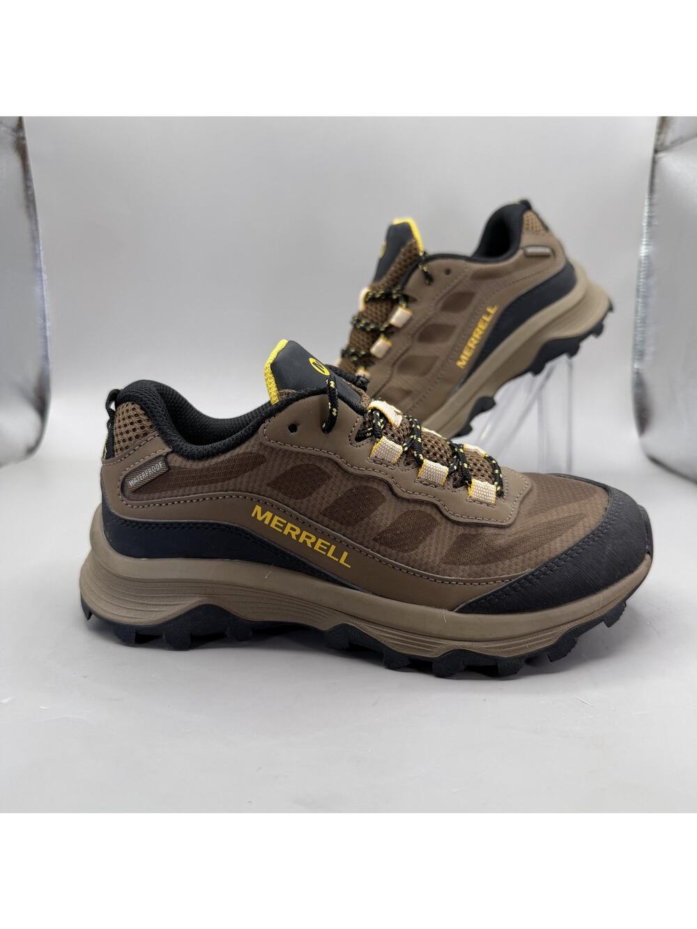 Merrell Moab Speed Shoes Kids Size 2 Brown Waterproof Hiking Sneakers MK265941